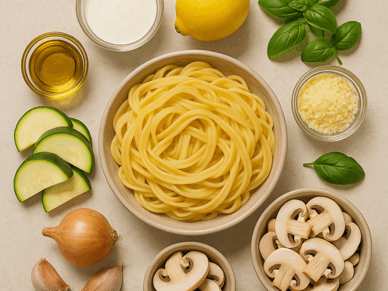 Creamy Zucchini & Mushroom Pasta with Lemon-Parmesan Twist